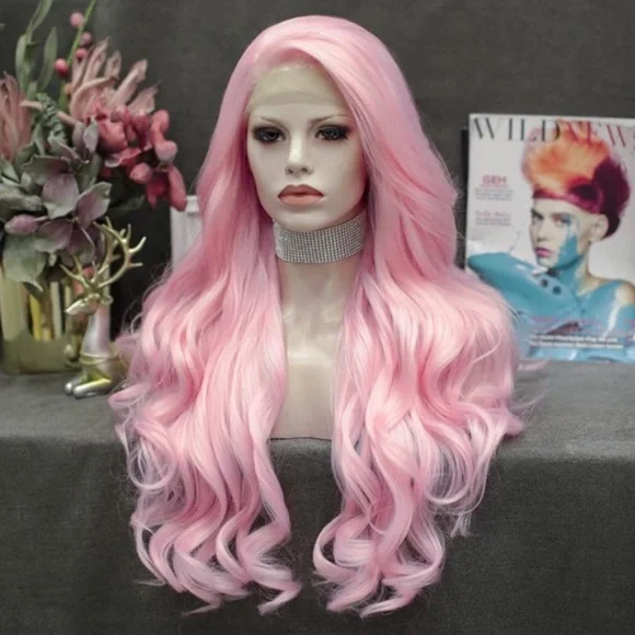 22” PINK BODY WAVY Lace Front Wig NEW